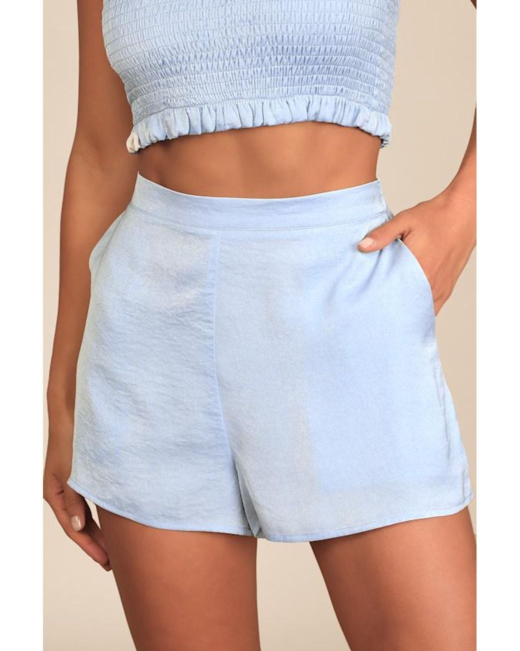 Lulus White Extra Love Satin High-Waisted Shorts