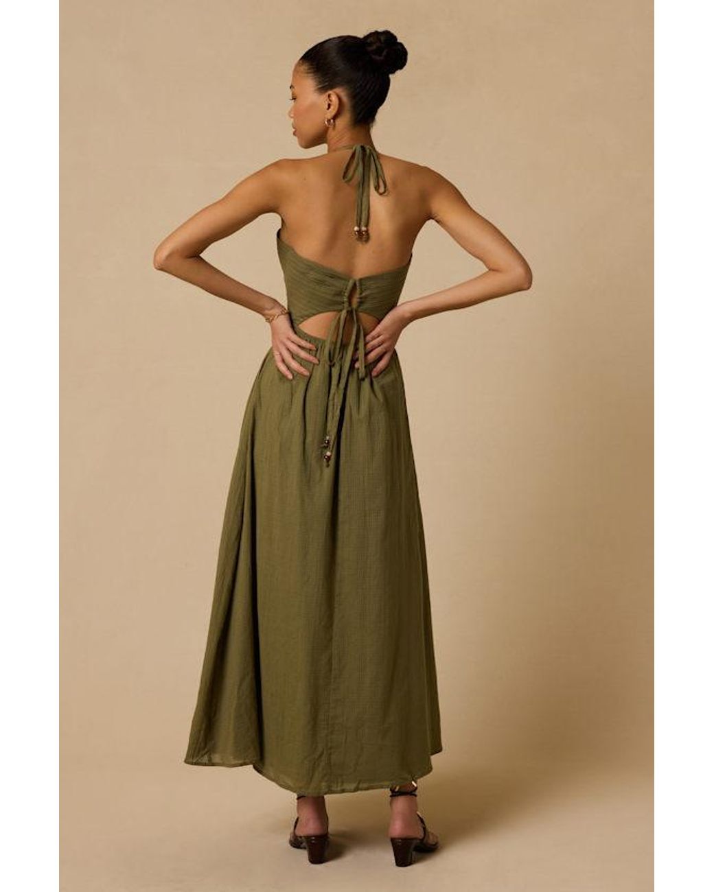 Lulus Green Kylene Pleated Halter Maxi Dress