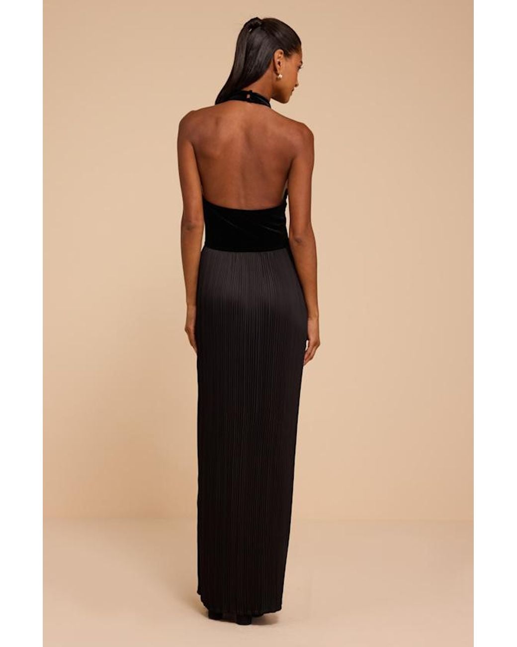 Lulus Natural Dori Pleated Halter Maxi Dress