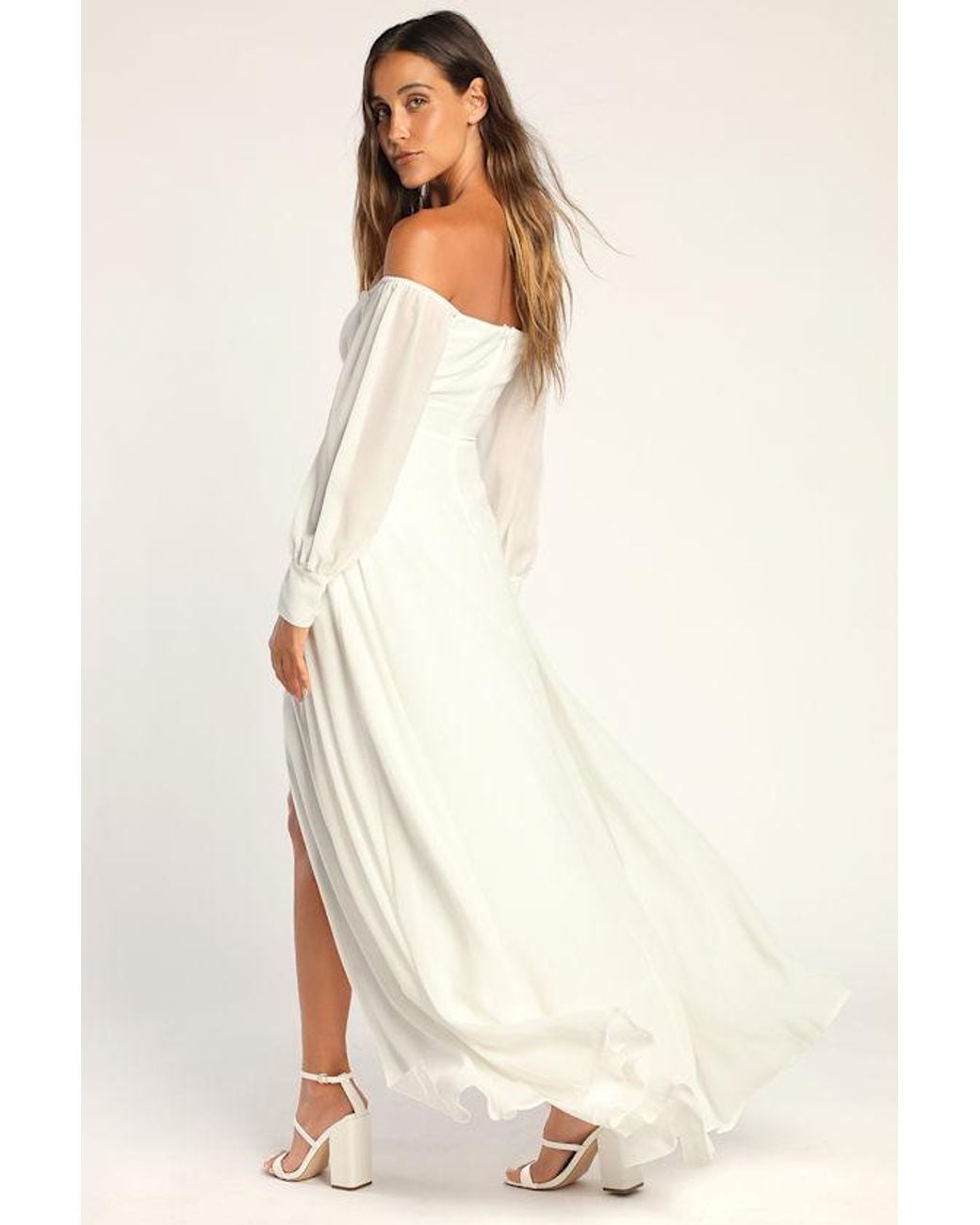 Lulus Natural Feel The Romance Off-The-Shoulder Maxi Dress