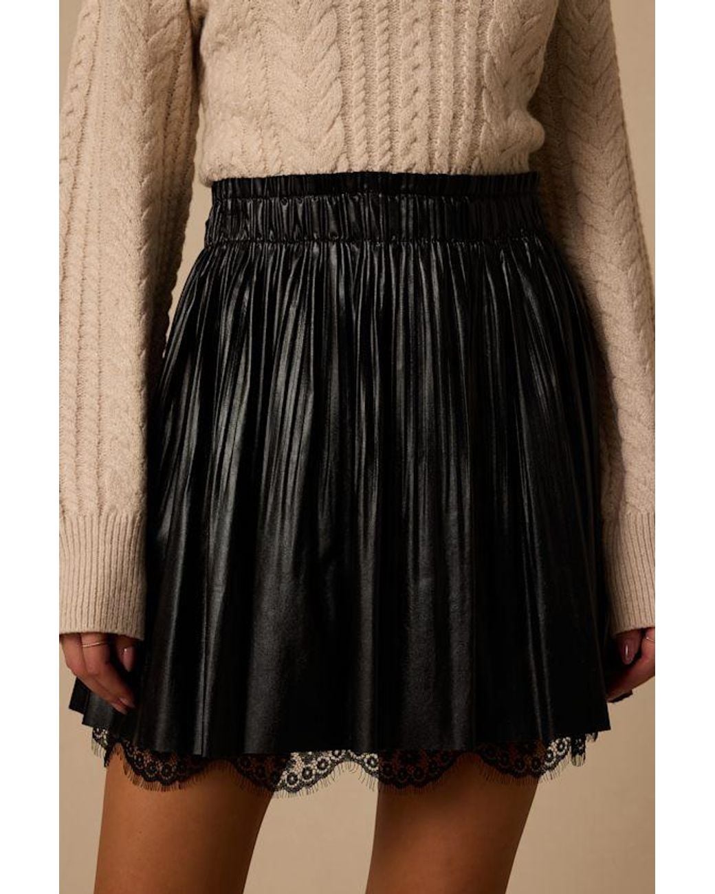 Lulus Black Minka Vegan Leather Pleated Mini Skirt