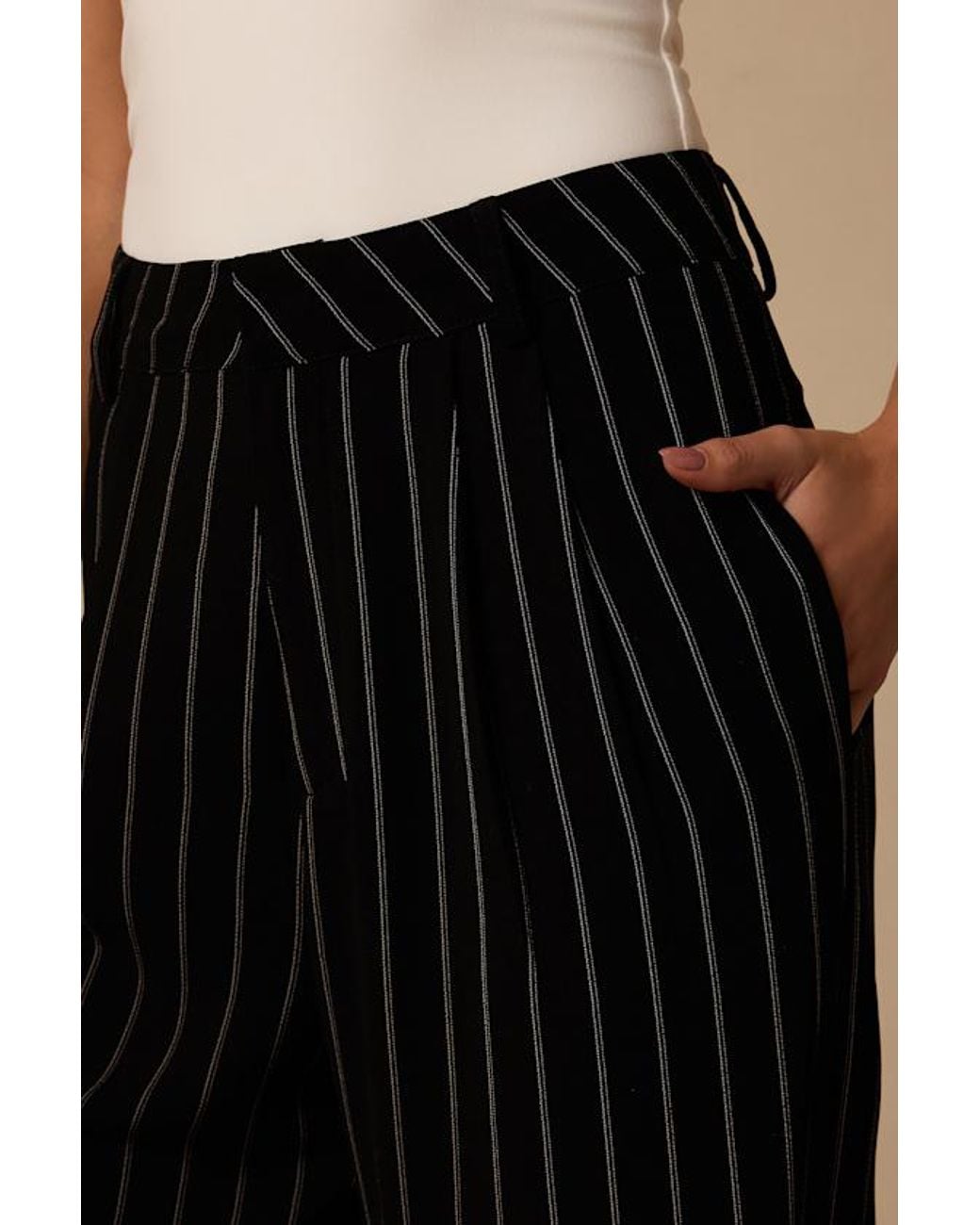 Lulus Natural Martin Pinstriped Trousers