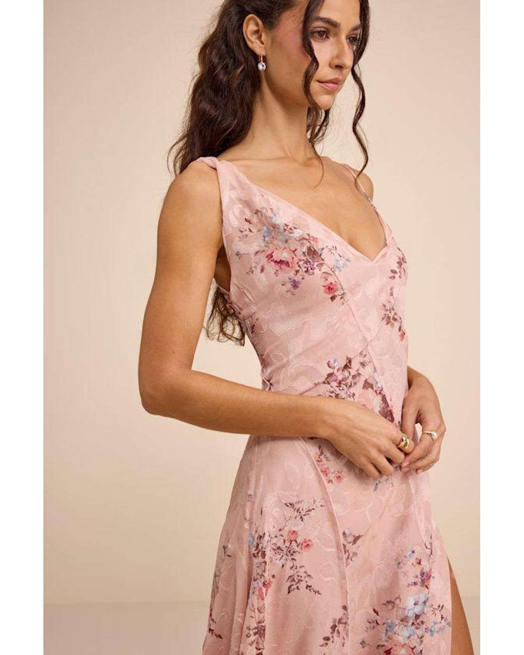 knee length dresses for ladies Sweetheart Floral Midi Dress - Blush main image 0