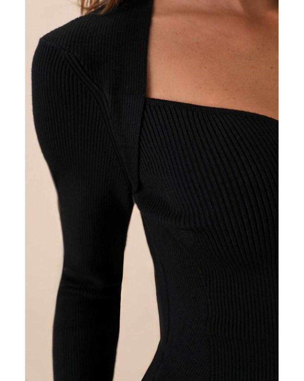 Lulus Natural Adoring Me Ribbed Long Sleeve Midi Sweater Dress