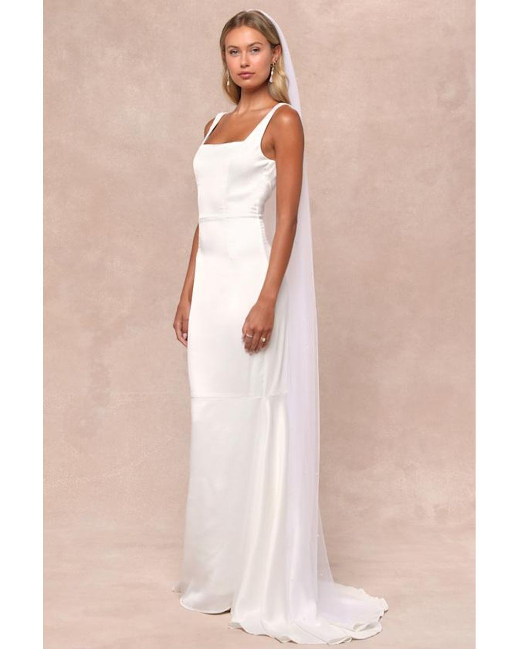 Lulus Natural Luxe Loveliness Satin Backless Mermaid Maxi Dress