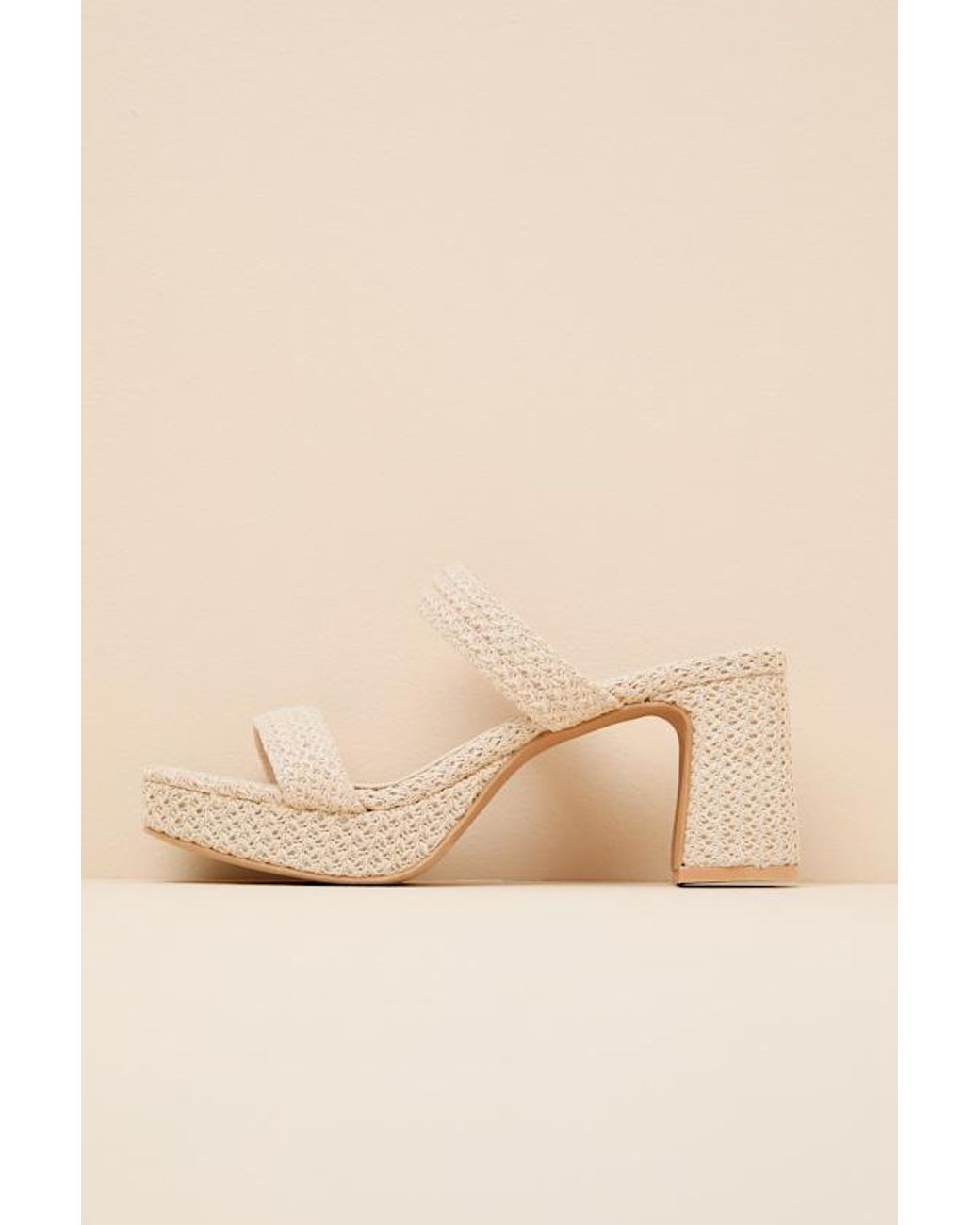 Matisse Echo Natural Raffia Platform High Heel Slide Sandals