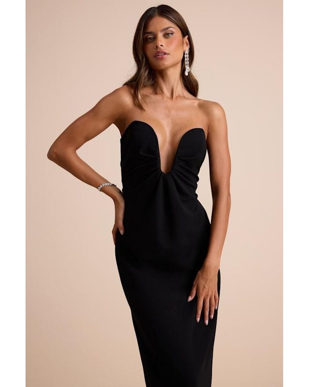 Lulus Black Thula Cutout U-Bar Column Maxi Dress