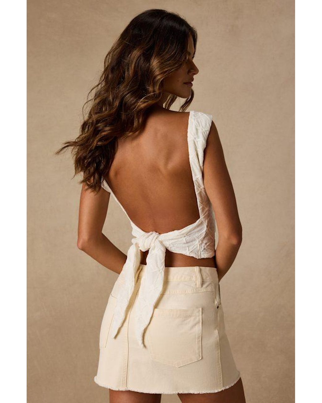 Lulus Natural Marella Textured Tie-Back Tank Top