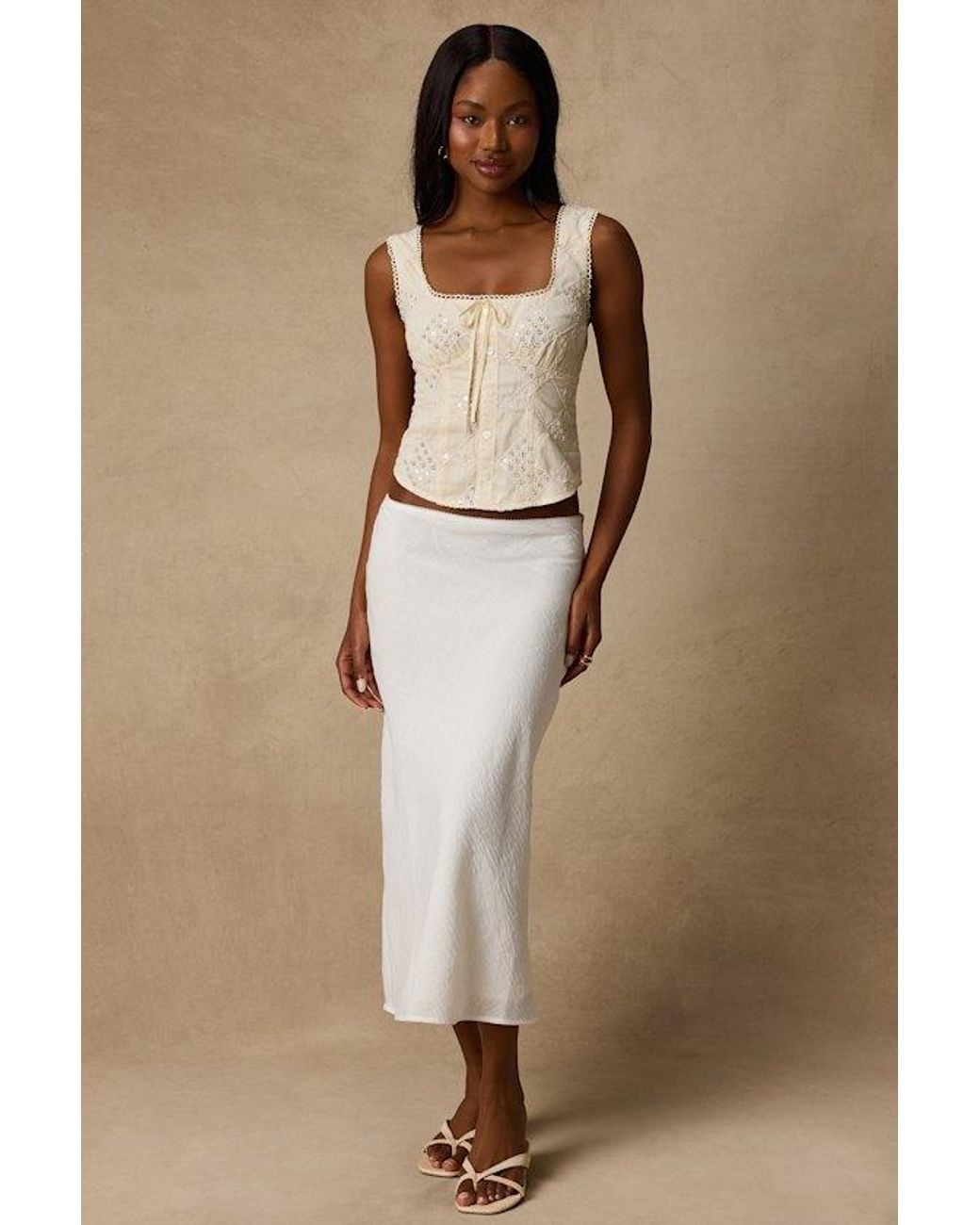 Lulus Brown Pleasant Poise High-Rise A-Line Midi Skirt