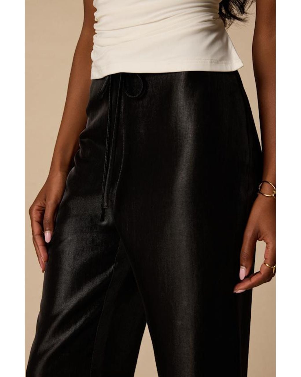 Lulus Natural Kyle Satin Cropped Pants