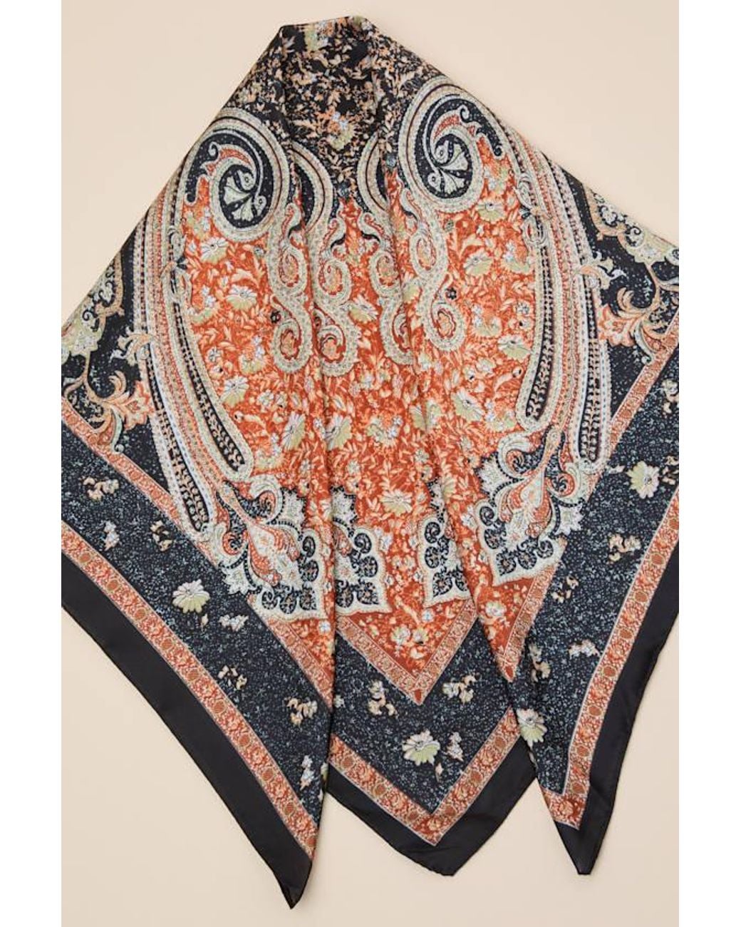 Lulus Blue Joy Multi Paisley Satin Scarf