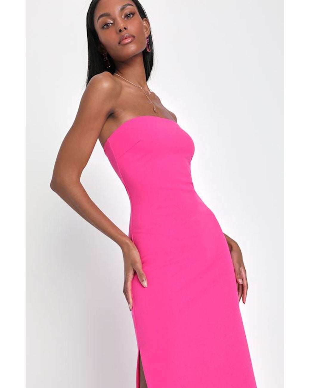 Lulus Pink Elaborate Excellence Strapless Bodycon Maxi Dress