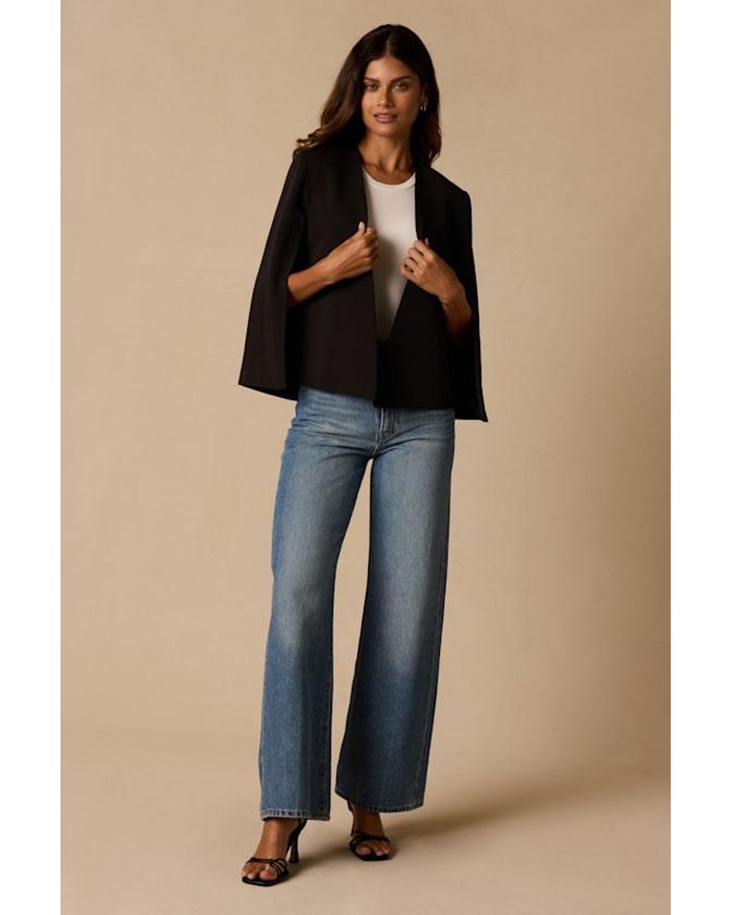 Lulus Black Voguish Charm Split Sleeve Blazer Cape