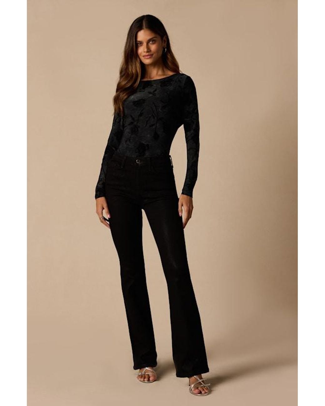 Lulus Black Micah Burnout Velvet Bodysuit