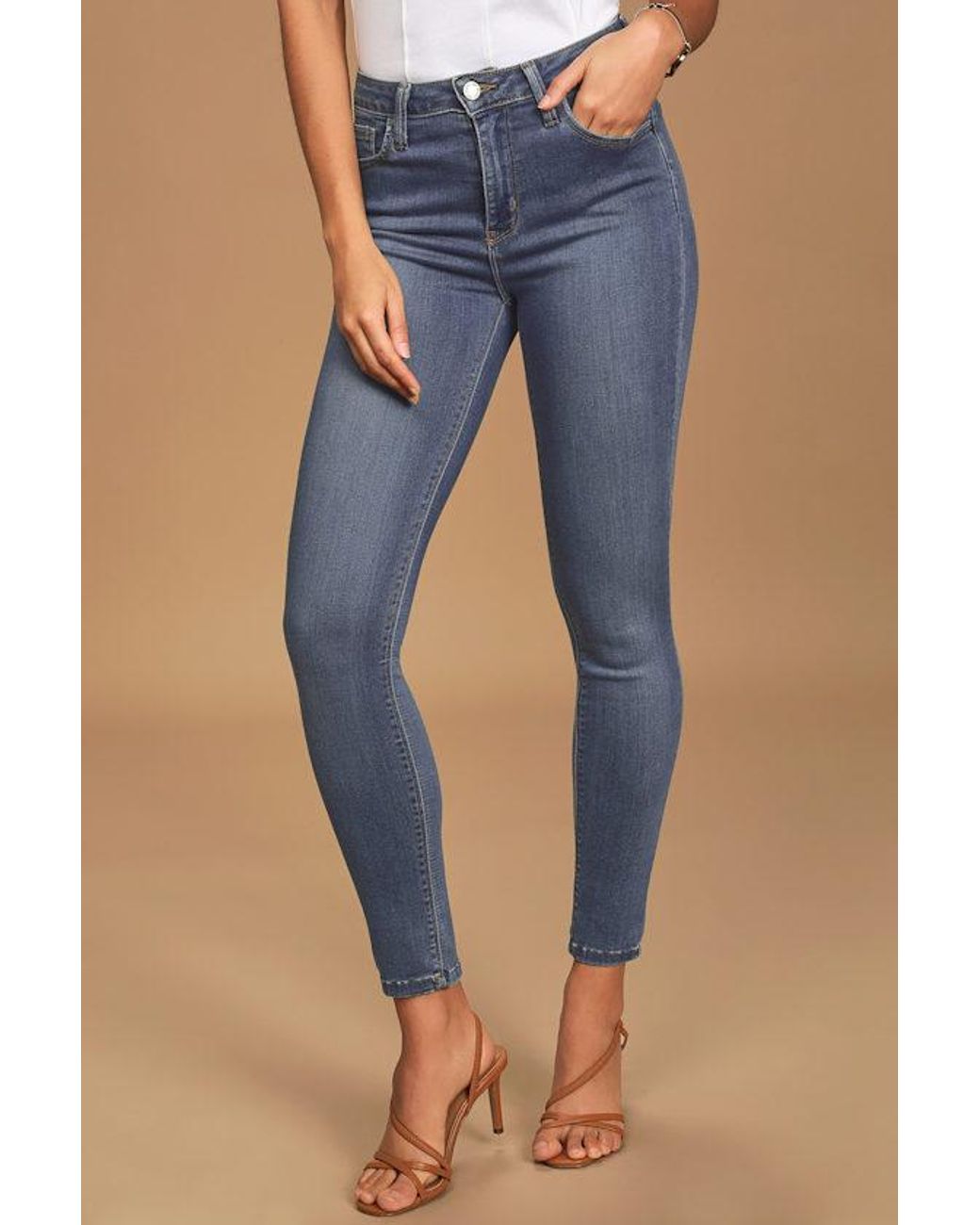 Just Black Blue Aralia Medium Wash High-Rise Skinny Jeans