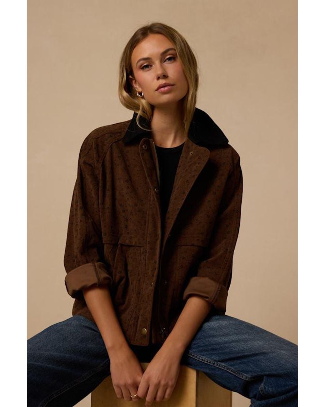 Lulus Brown Ashcraft Floral Corduroy Jacket