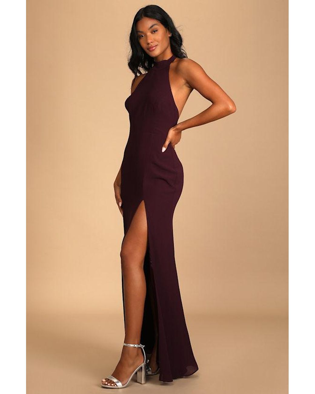 Lulus Blue Captured Your Heart Dark Halter Maxi Dress