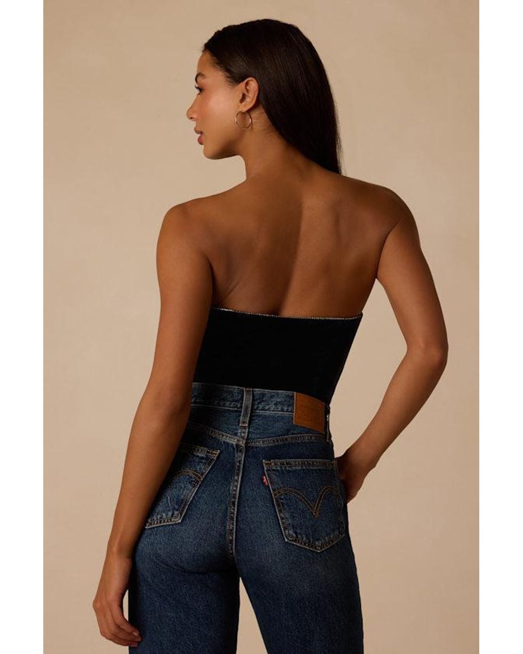 Lulus Blue Cha Cha Velvet Strapless Bodysuit