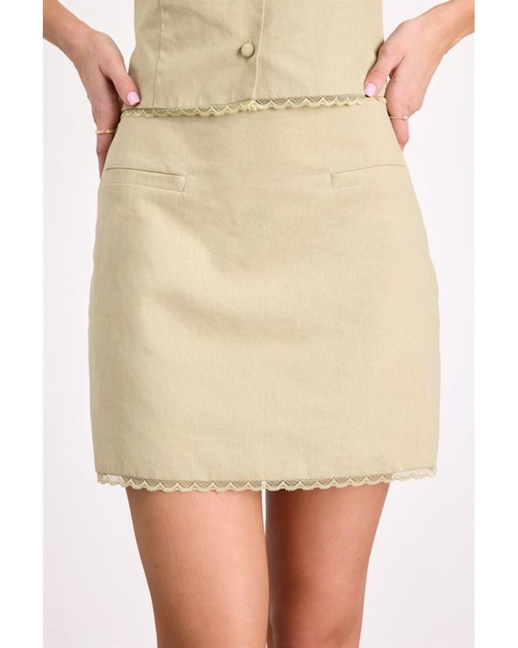 Lulus Natural Jordina Mid-Rise Mini Skirt