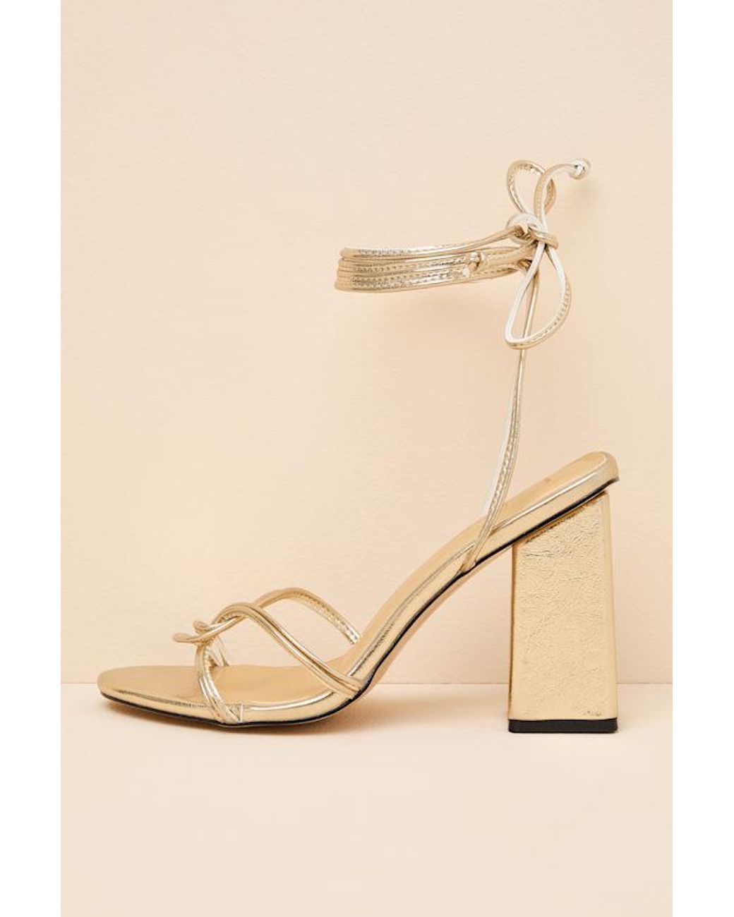 Lulus Natural Adara Lace-Up High Heel Sandals