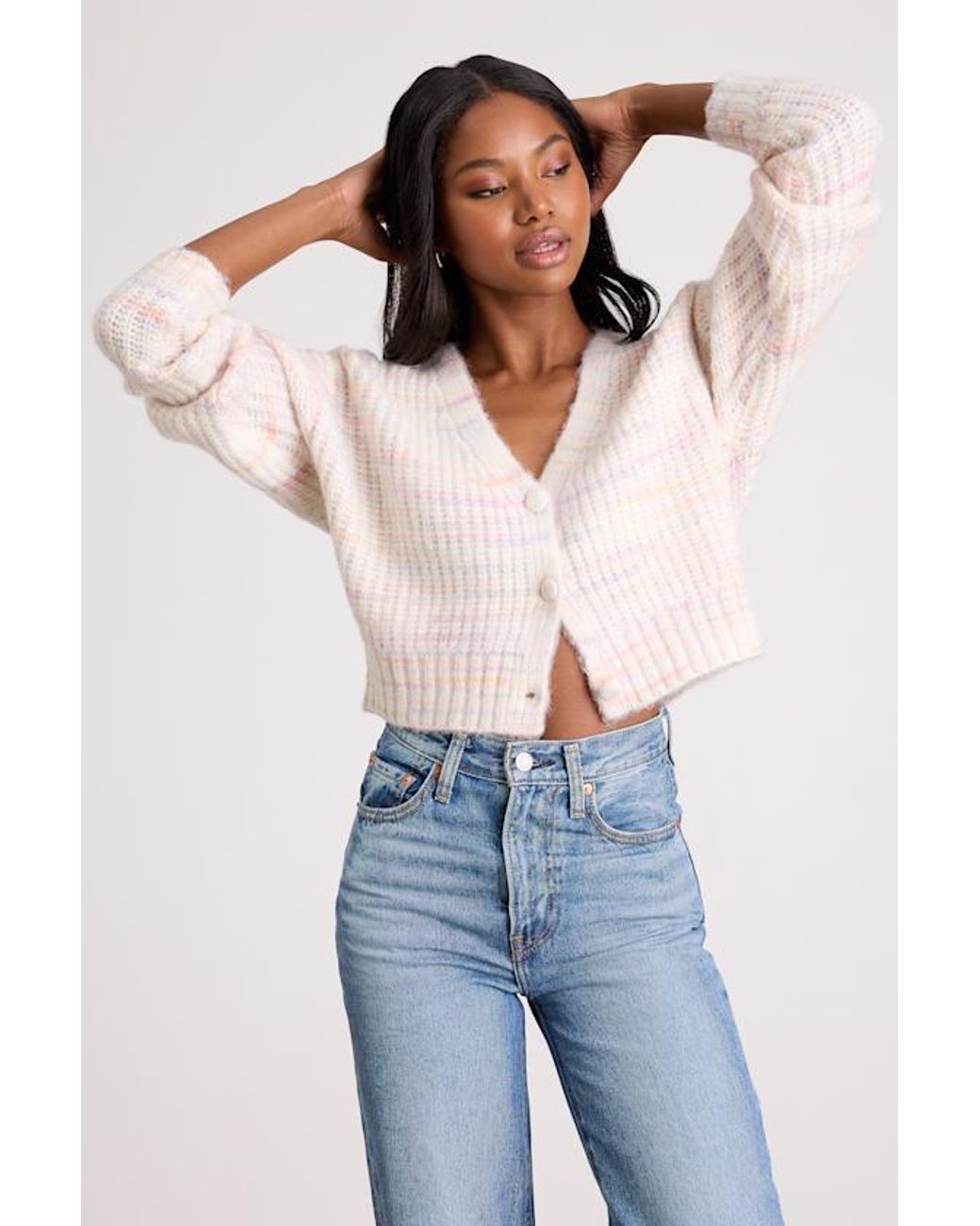 Lulus White Amberlynn Space Dye Cropped Cardigan