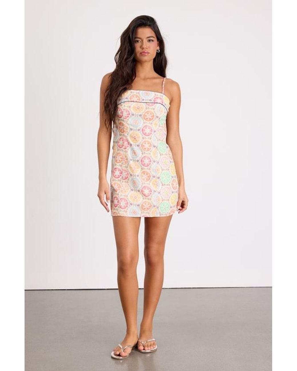 Lulus Pink Canella Embroidered Tie-Back Mini Dress