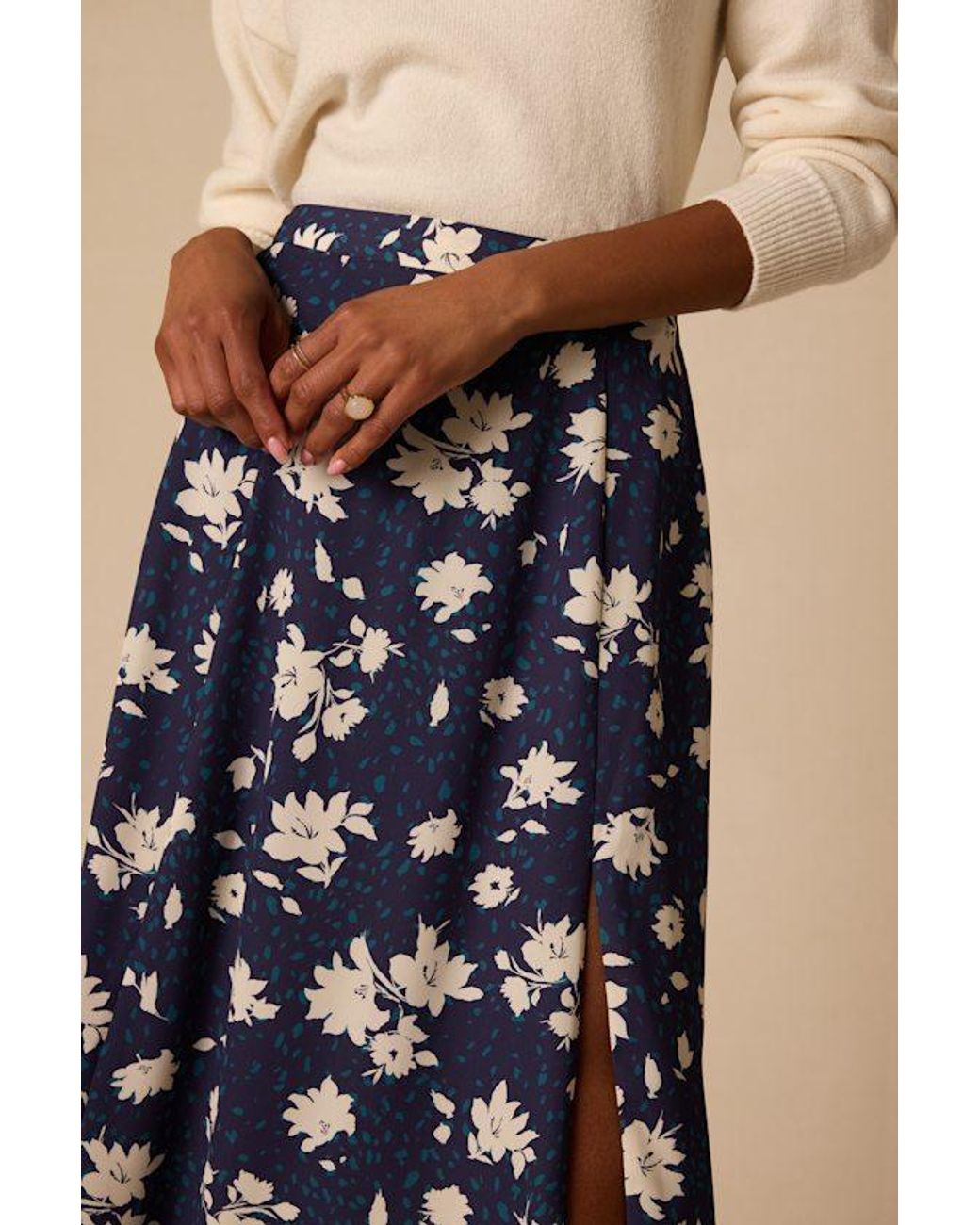 Lulus Natural Always Praiseworthy Floral Print Midi Skirt