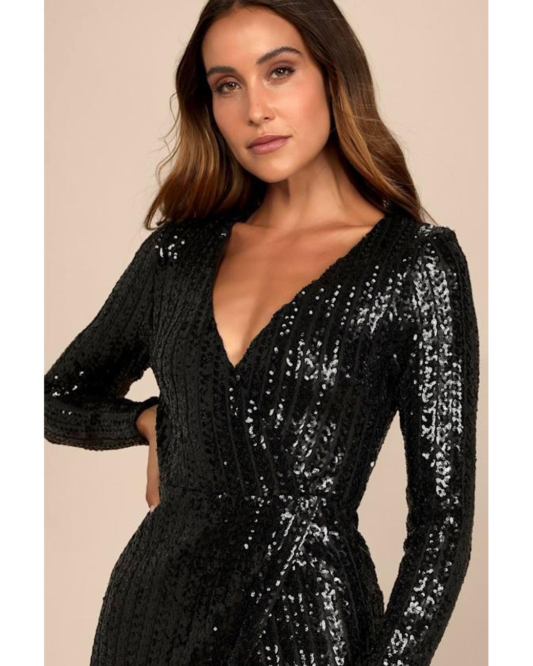 Lulus Black Love Lasts Forever Sequin Long Sleeve Maxi Dress