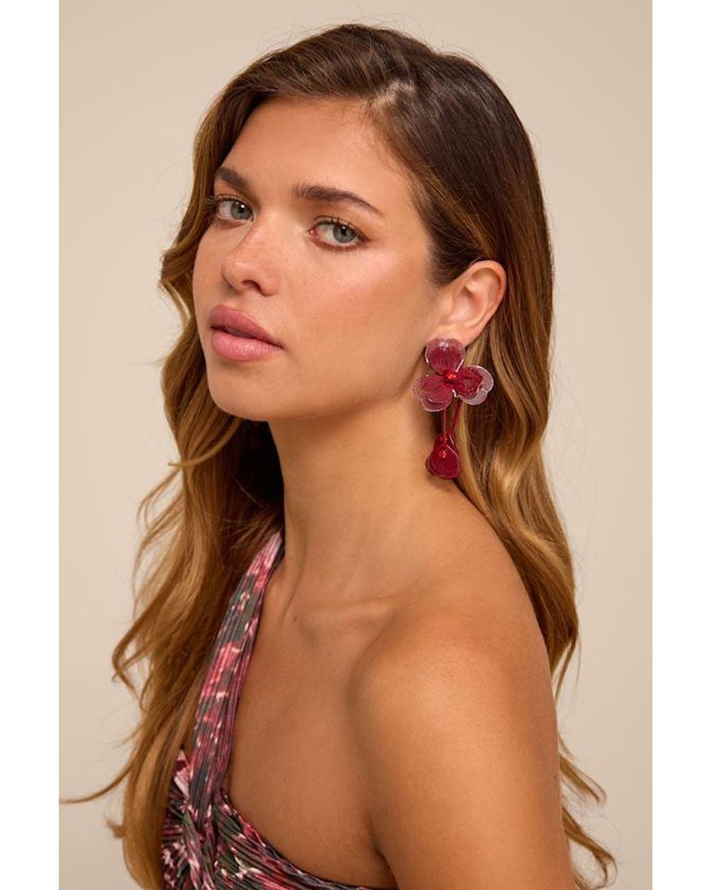 Lulus Brown Rosalina Flower Drop Earrings