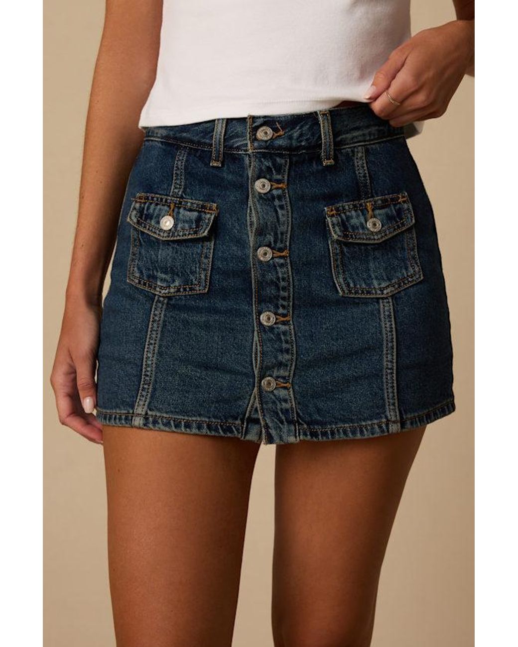 Levi's Blue Button Front Dark Wash Mid-Rise Skort