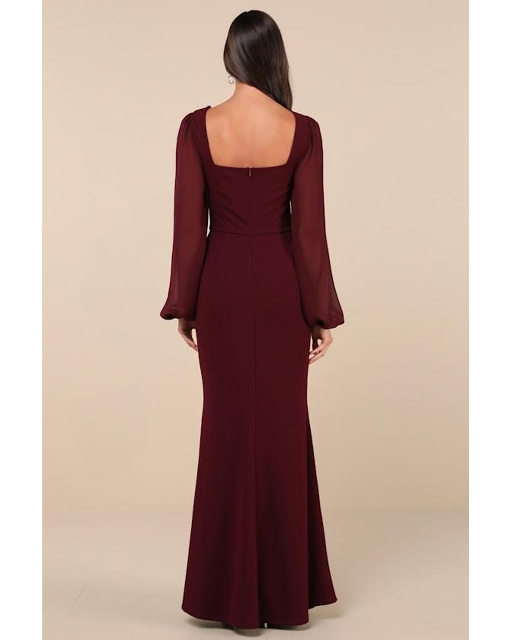 Lulus Red Composed Elegance Balloon Sleeve Mermaid Maxi Dress