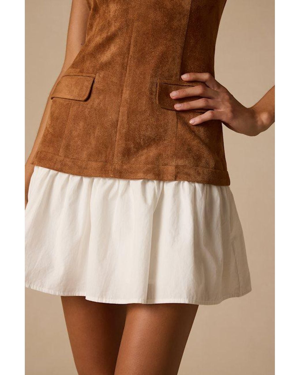Lulus Brown Rana Suede Drop Waist Mini Dress