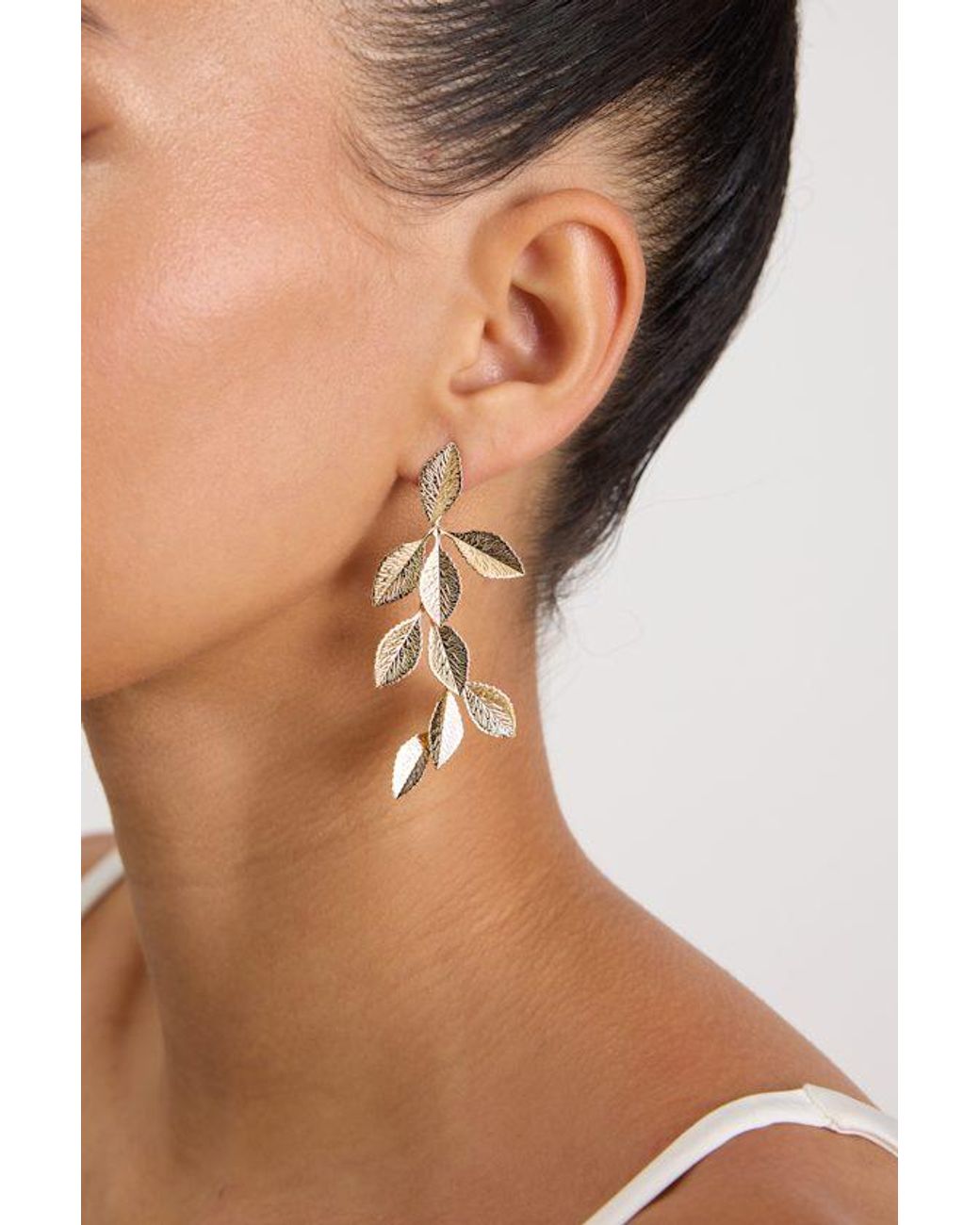 Lulus Brown Pada Leaf Drop Earrings