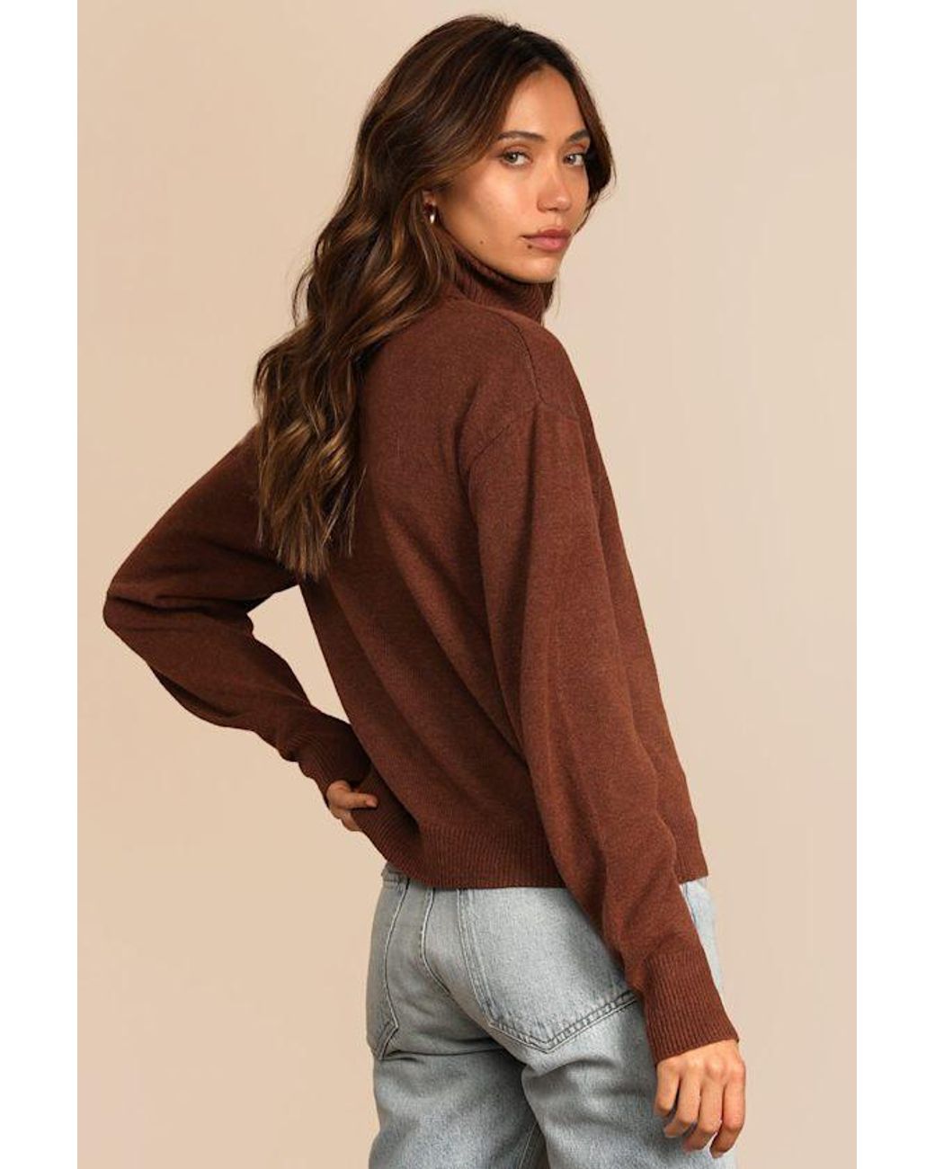 Lulus Brown Amazing Memories Turtleneck Sweater