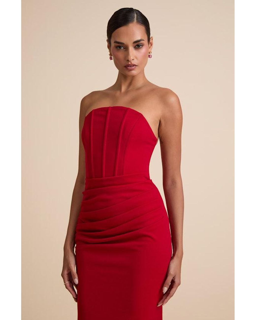 Lulus Red Laney Strapless Corset Maxi Dress