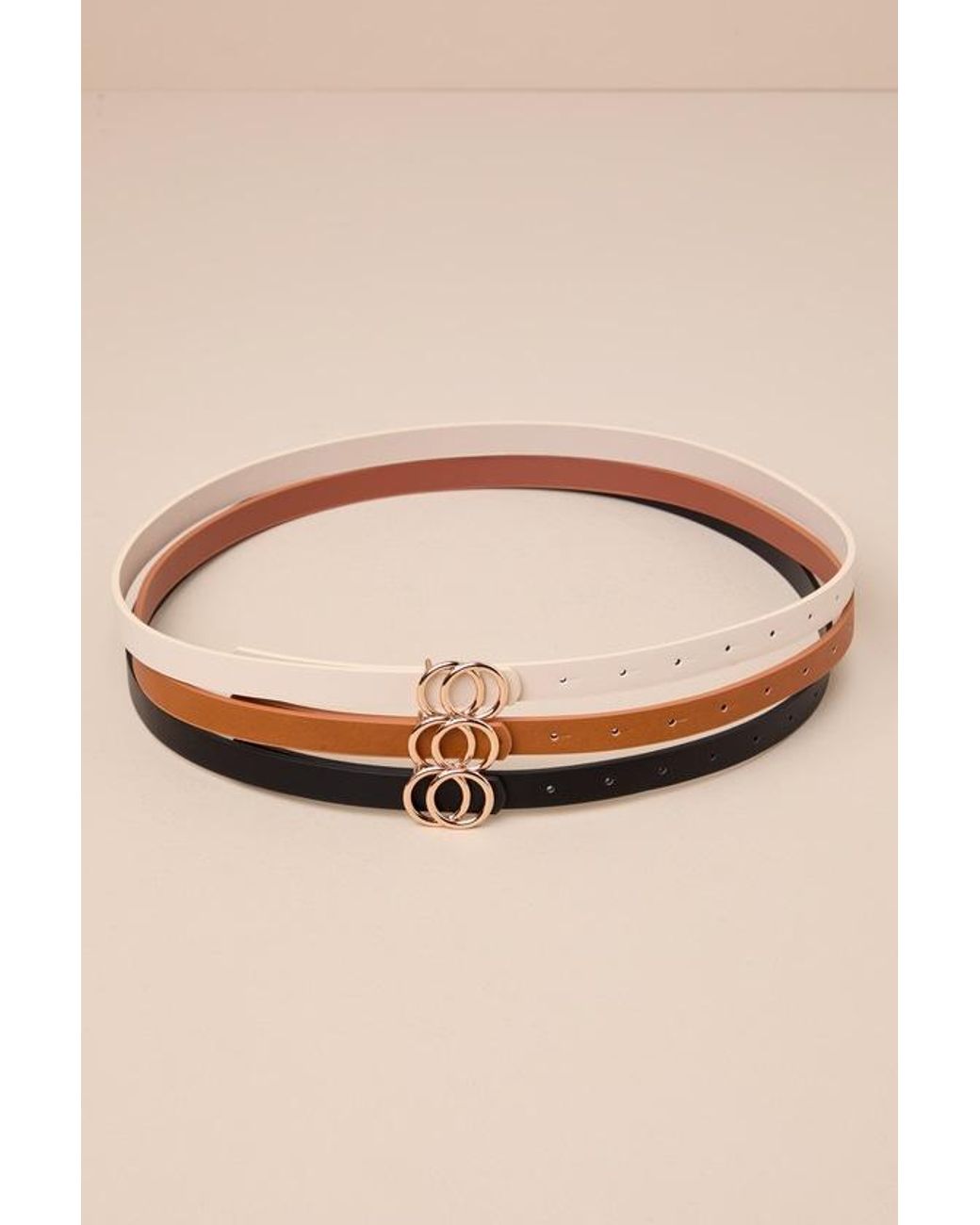 Lulus Natural Cute Finish Ivory And Skinny O-Buckle Belt Set