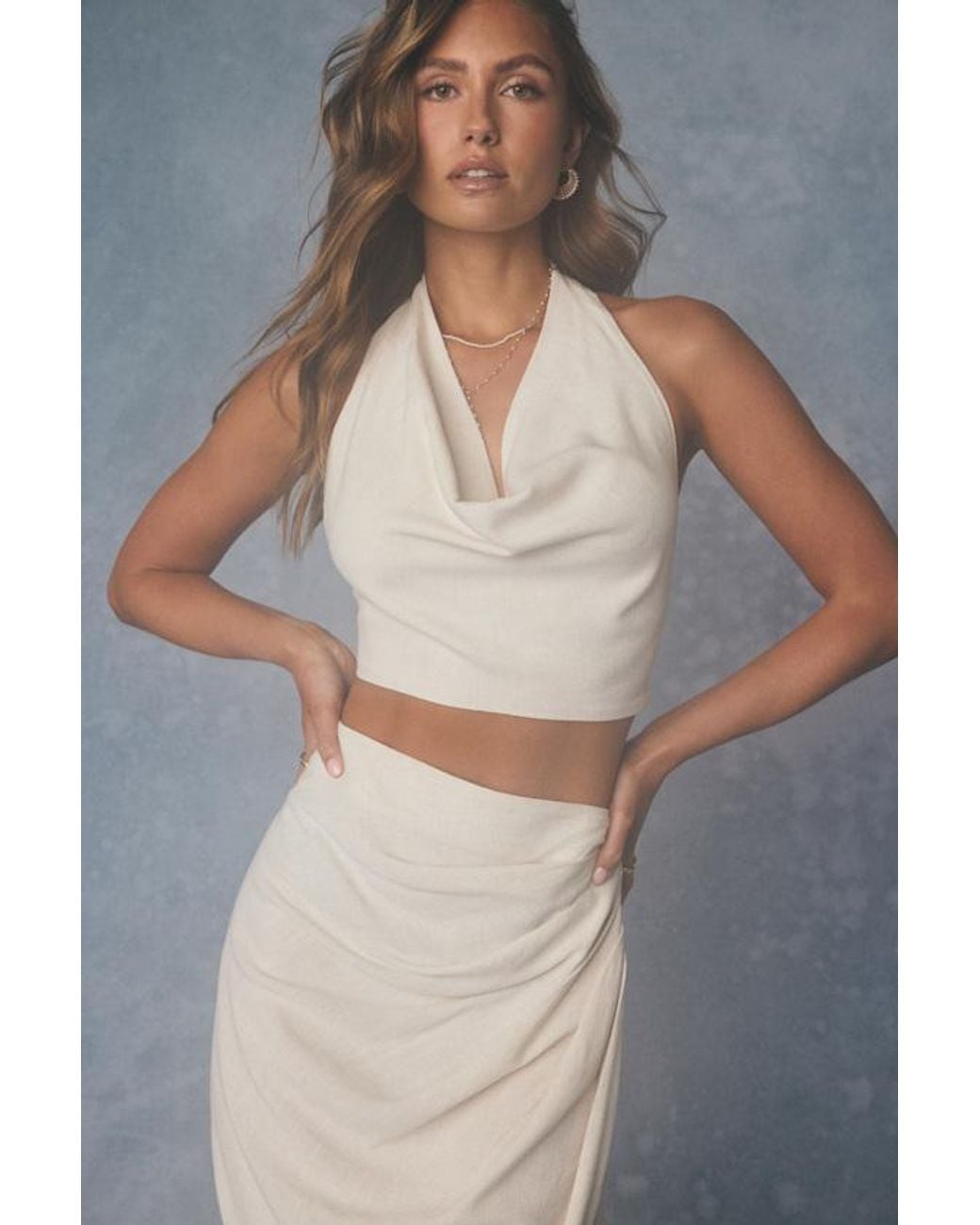 Lulus Blue Asana Light Linen Two-Piece Midi Dress