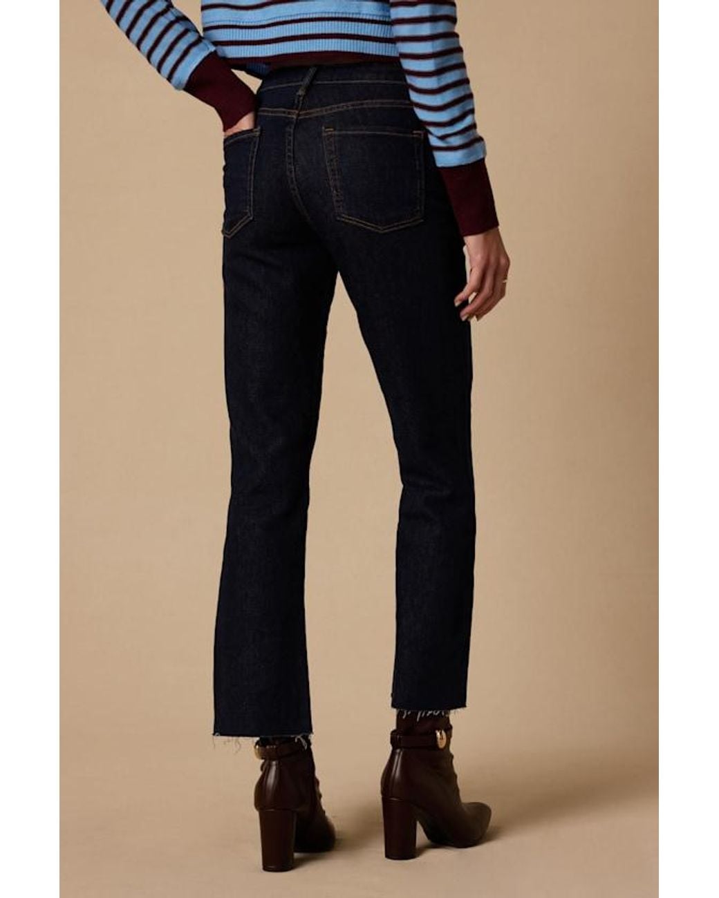 Just Black Blue The High Rise Cropped Dark Wash Denim Flare Jeans