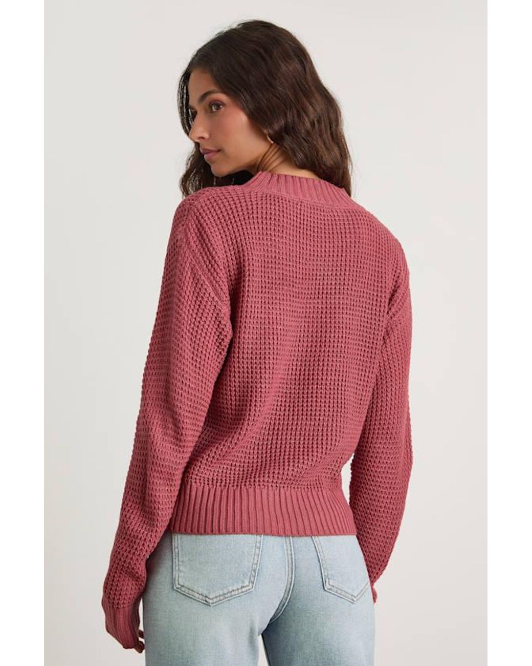 Lulus Red Campfire Cozy Rusty Rose Cropped Sweater