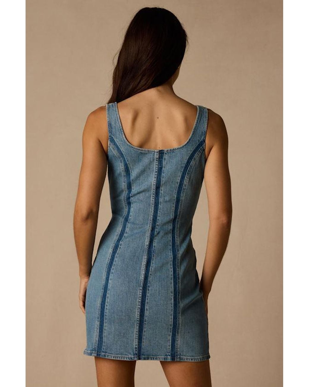 Levi's Blue Seamed Zip Medium Wash Denim Mini Dress