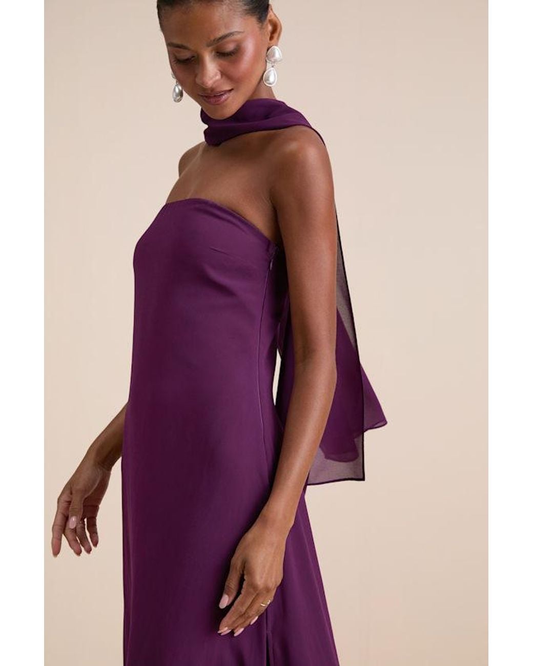 Lulus Purple Rawya Strapless Maxi Dress And Scarf Set