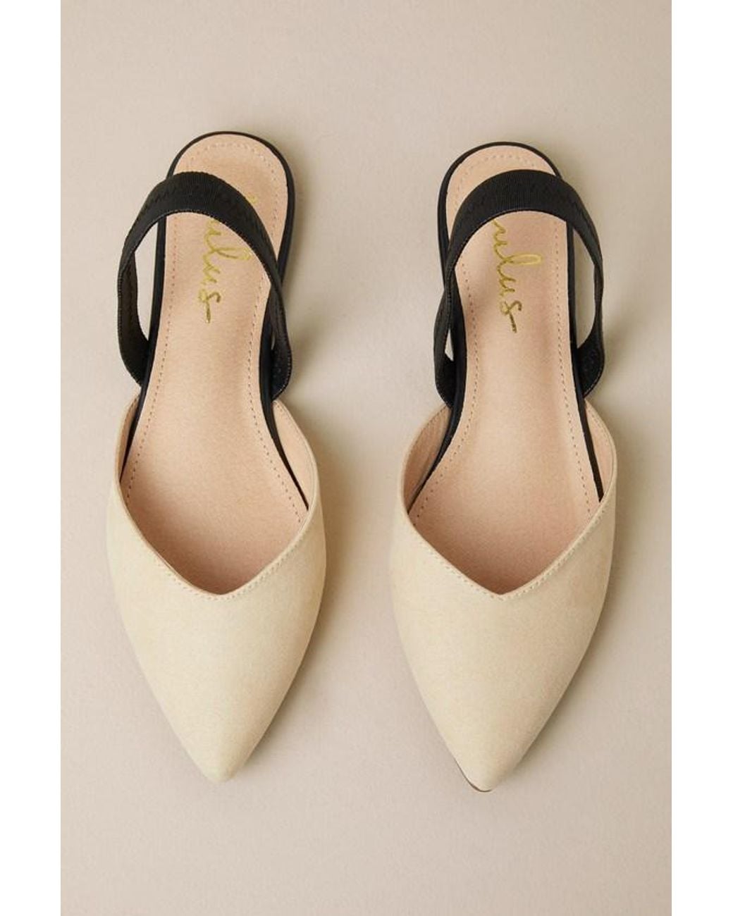Lulus Natural Mae Suede Pointed-Toe Slingback Flats