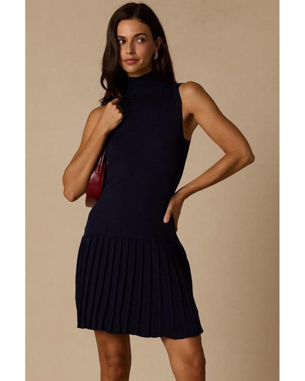 Lulus Blue Vanessa Sleeveless Mock Neck Sweater Dress
