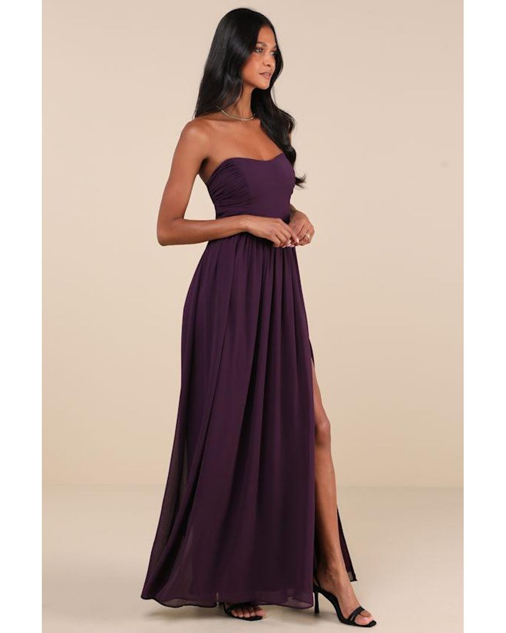 Lulus Blue Luxe Favorite Dark Strapless Ruched Maxi Dress