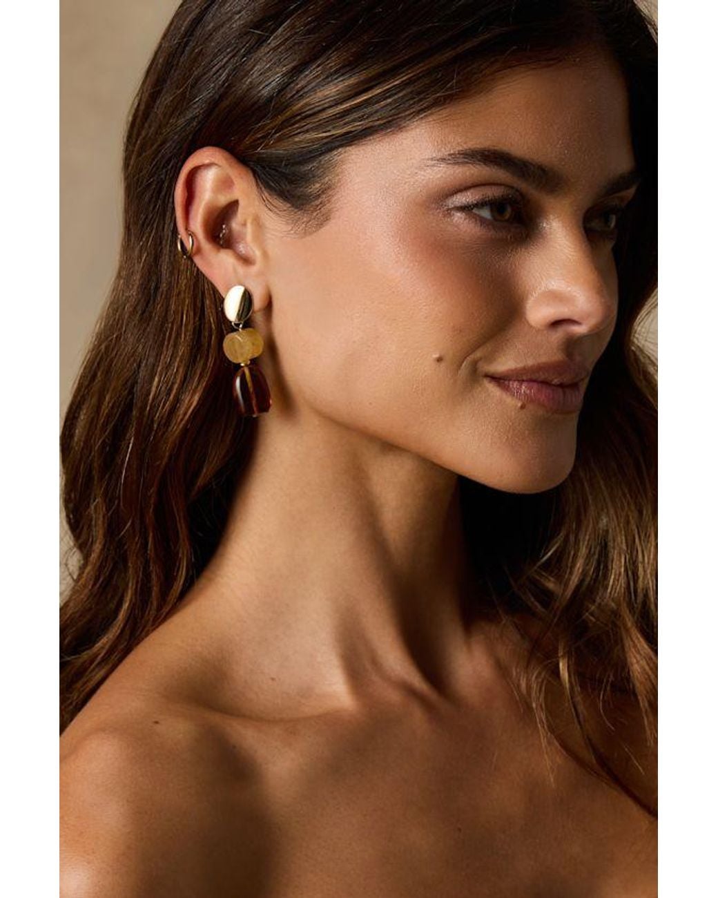 Lulus Brown Lang Multi Beaded Drop Earrings
