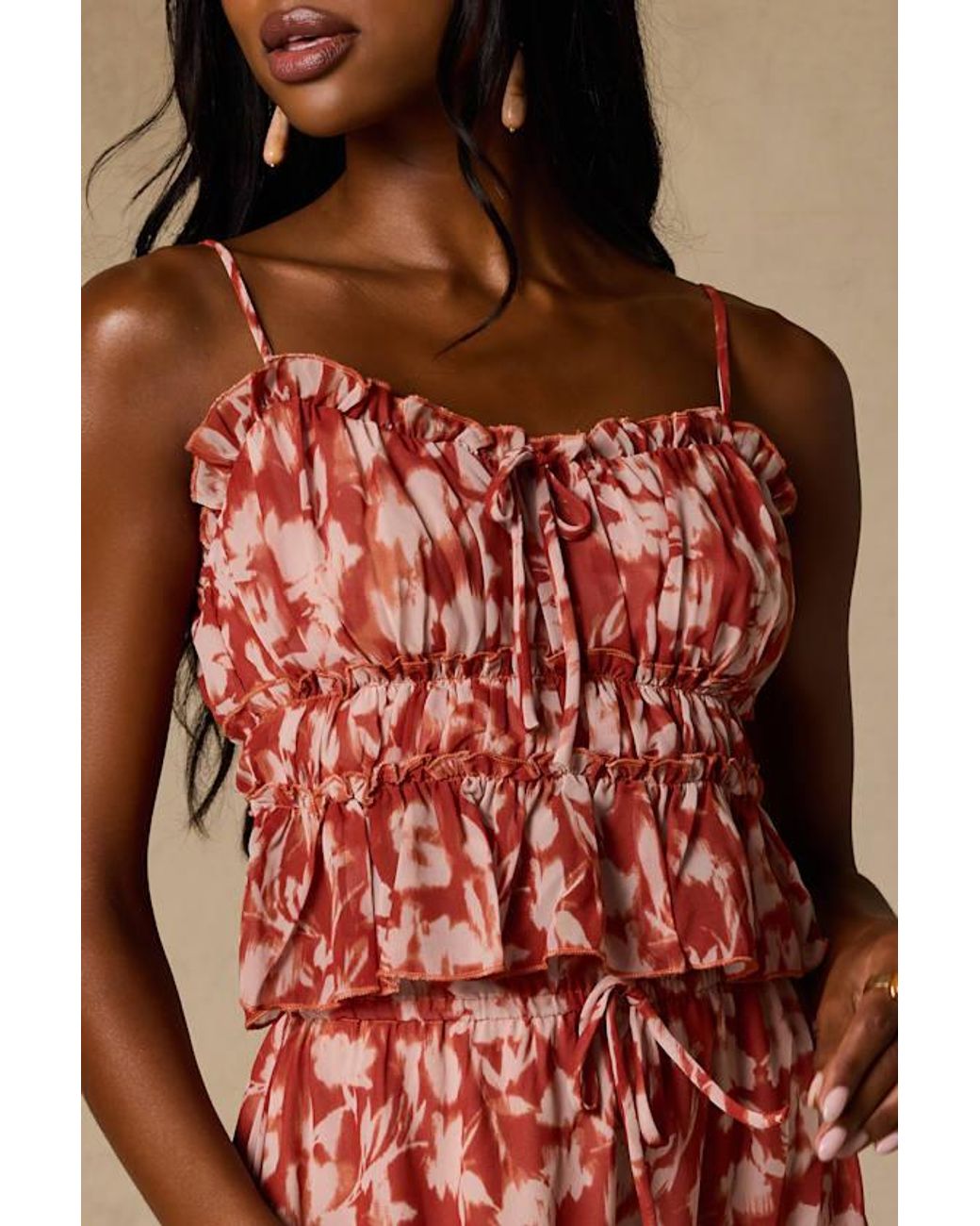 Lulus Brown Aleni Rust Floral Print Cami Top