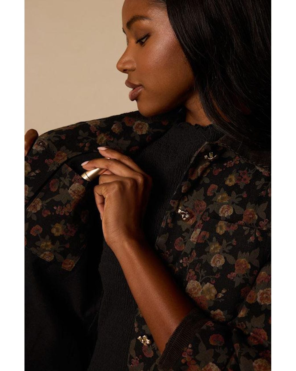 Lulus Black Walden Floral Corduroy Jacket