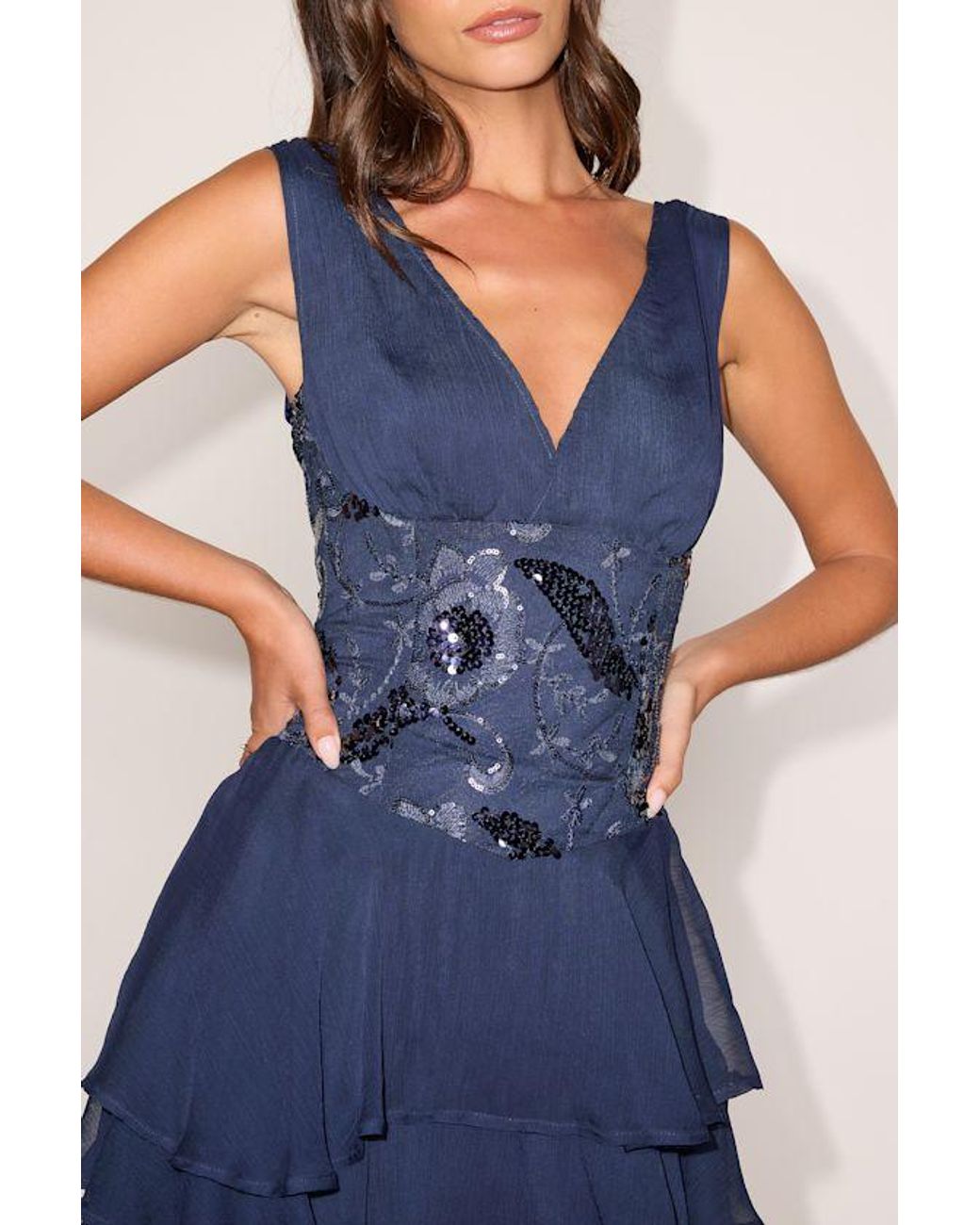 Lulus Blue Rianne Sequin Lace-Up Mini Dress