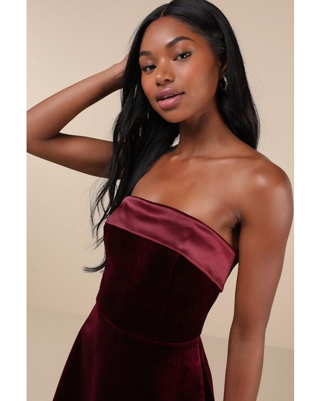 Lulus Red Captivating Admiration Velvet Strapless Mini Dress