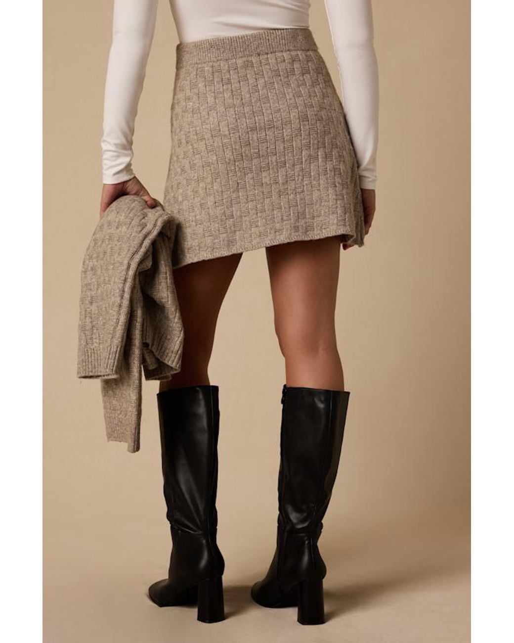 Lulus Natural Buxton Sweater Mini Skirt